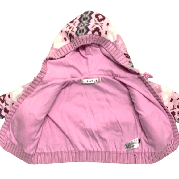 George Knitted Lined Hooded Sweater Jacket with Toggle Button Pocket Baby 3 Mth - Picture 4 of 4
